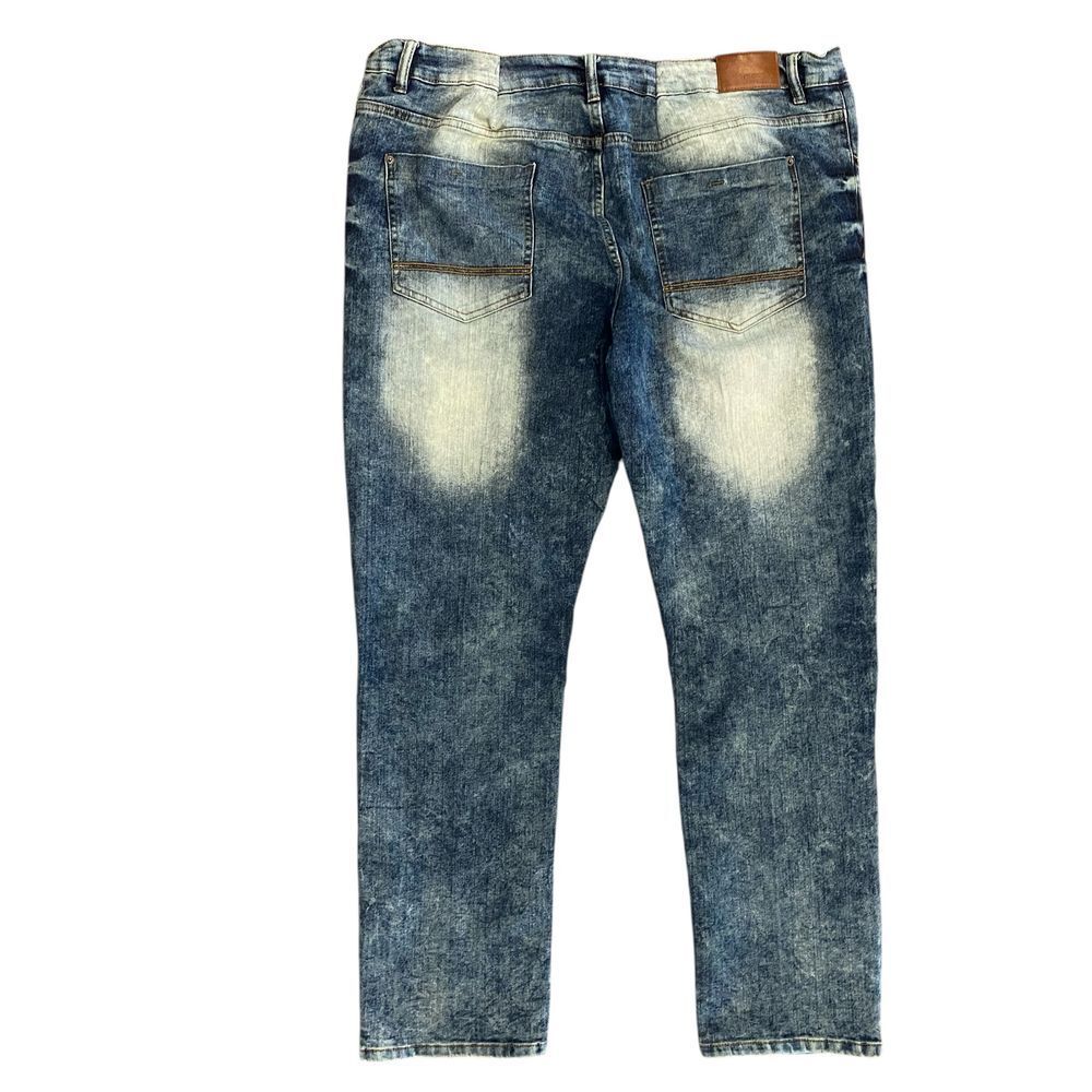 SouthPole Jeans Stretch Moto Acid Wash Men Sz 44 Fit 42x32 Hip Hop Blue Y2K READ